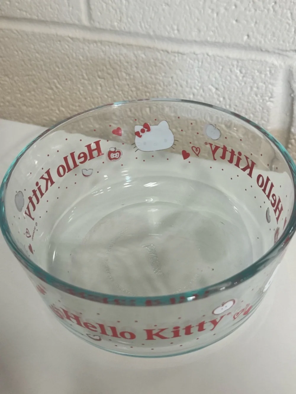 Hello Kitty Pink & Red Glass Storage Bowl Set of 3 w lids